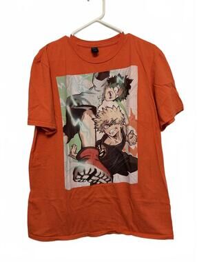 Orange Anime Graphic T-Shirt Size Large